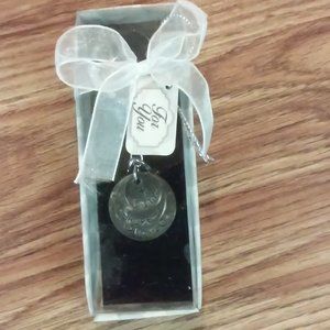 Silver Key Ring 3 1/2" Long 3 DanglesRead Faith Hope Love A Bit Tarnished In Box